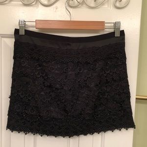 Honey Punch black lace detail skirt